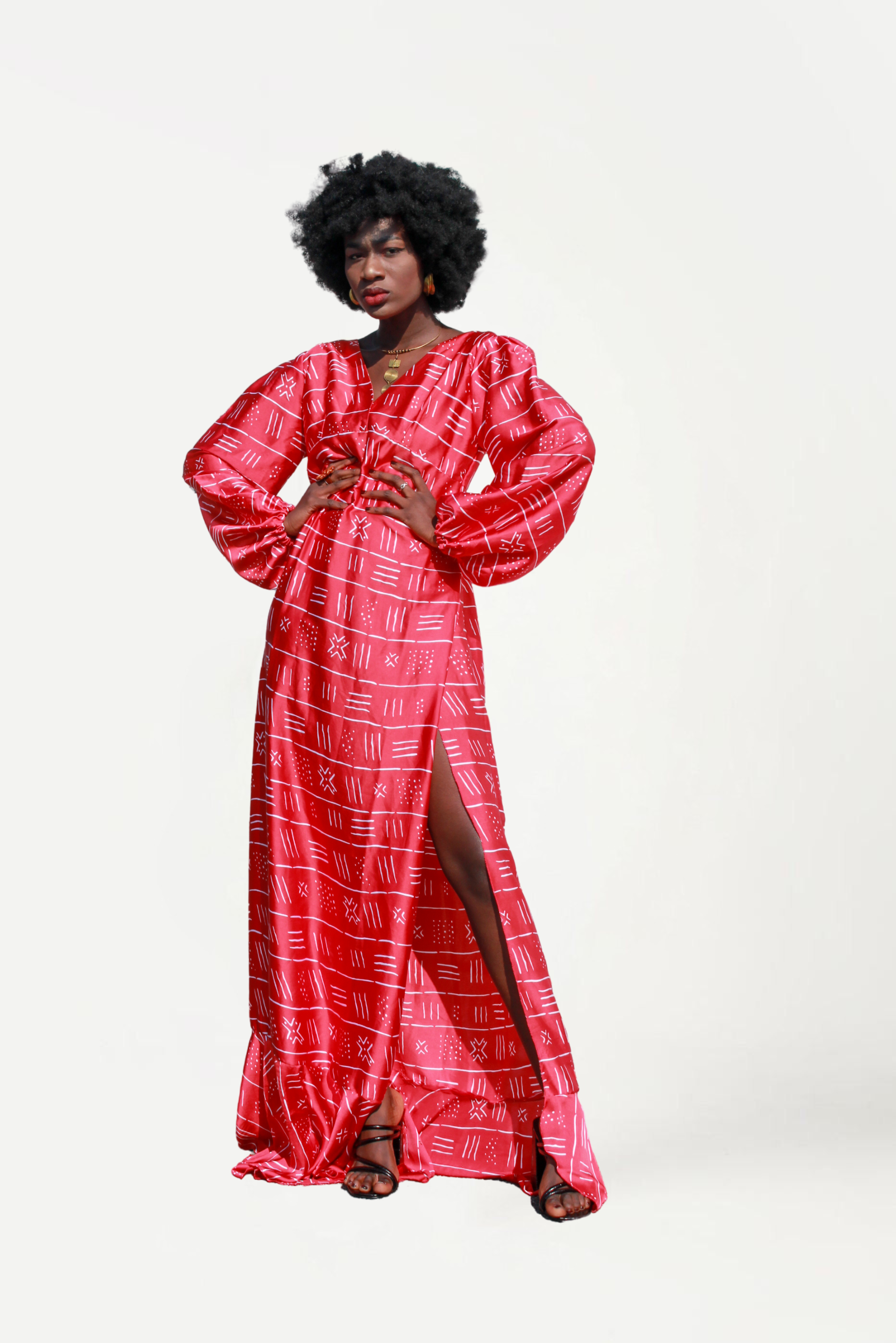 Maxi dress portefeuille en soie satinée