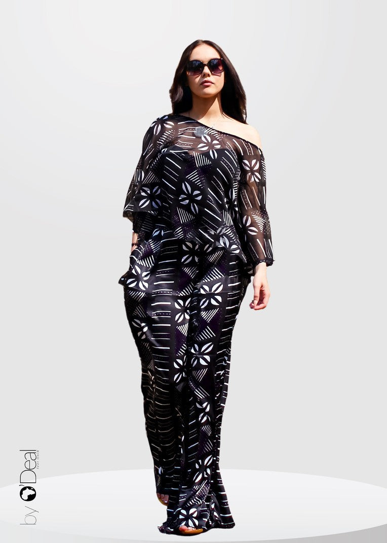 Ensemble tunique et pantalon BOGO mousseline noir