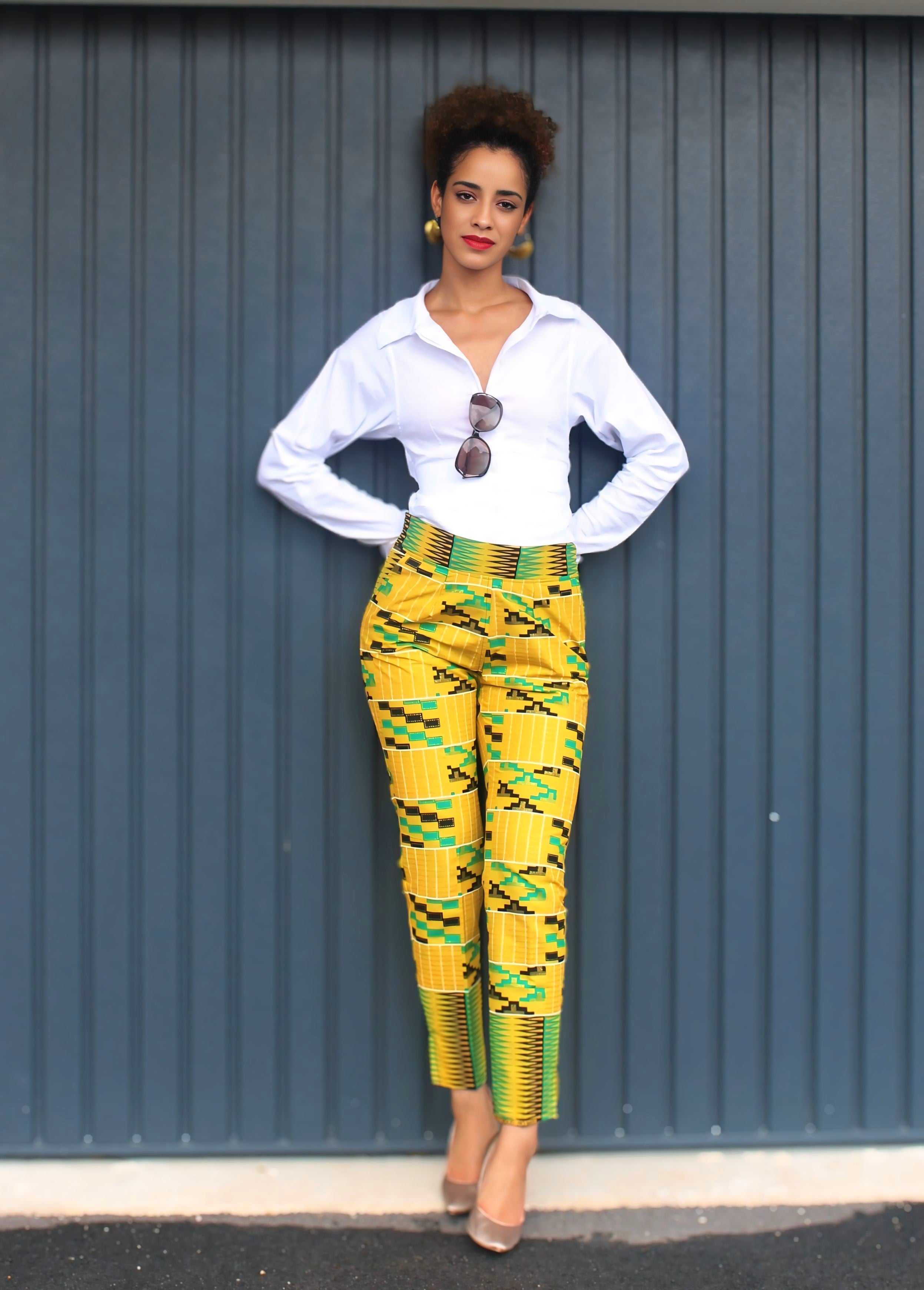 Pantalon slim en Kente