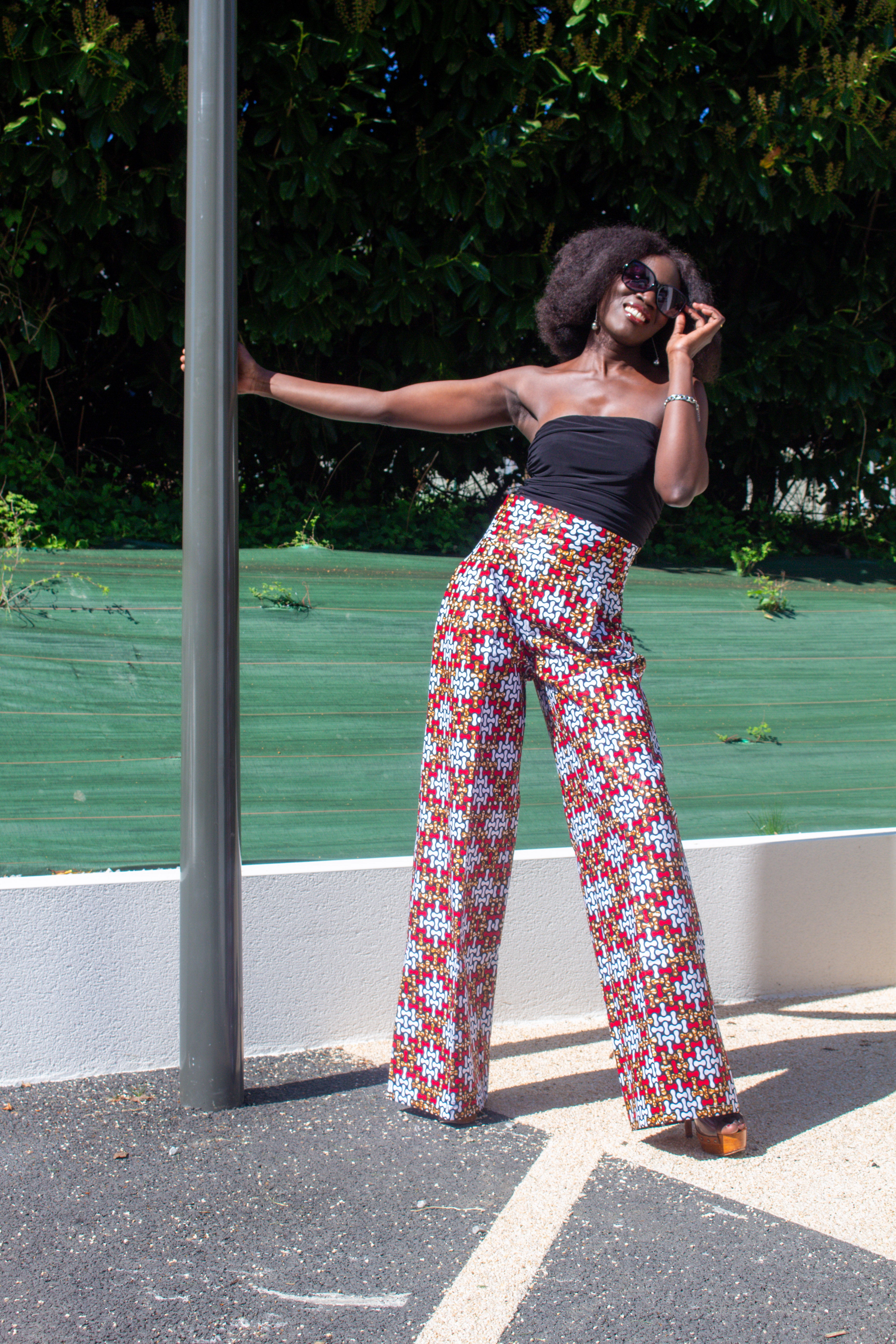 Pantalon large taille haute RED