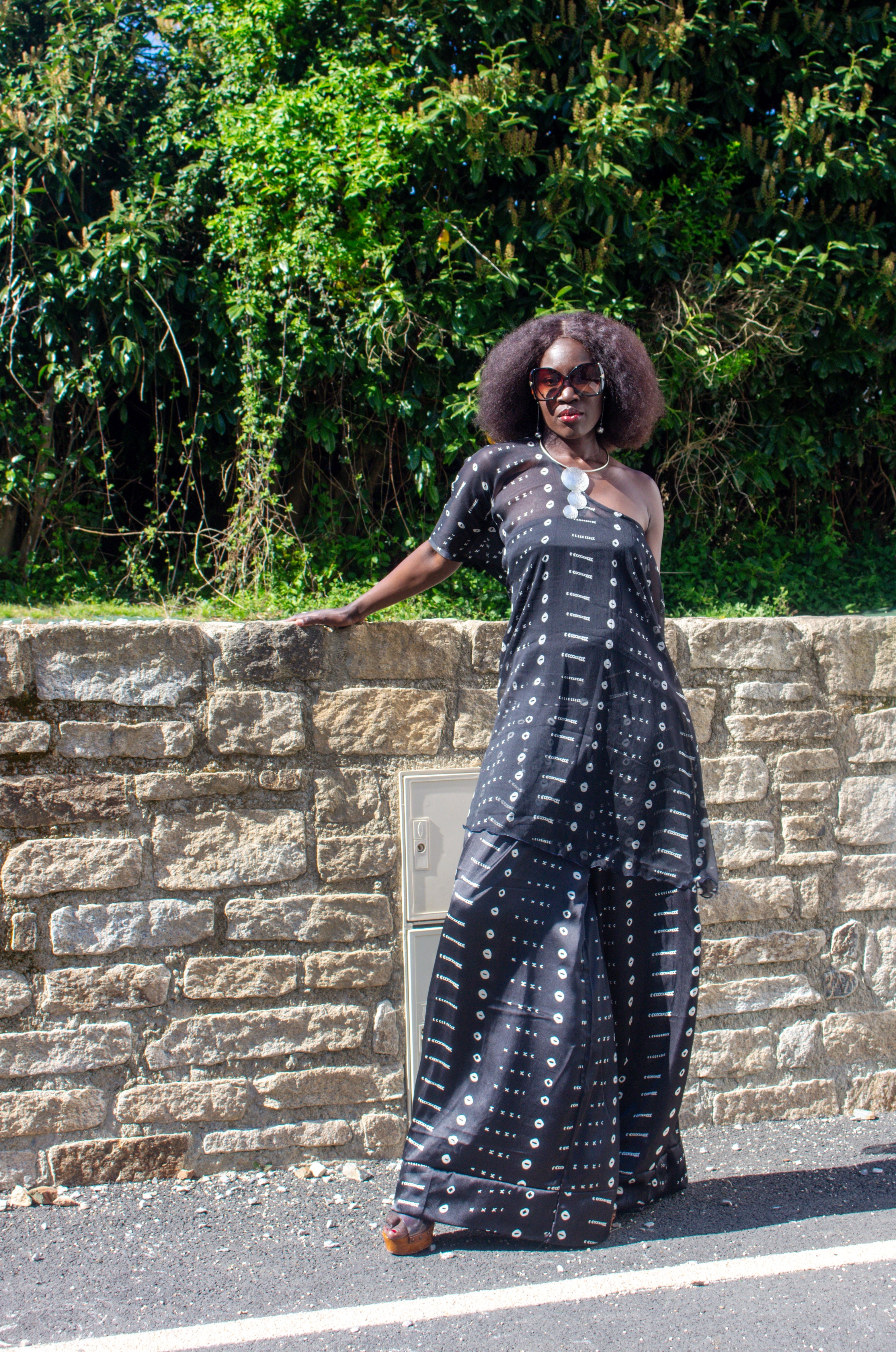 Ensemble Black soie pantalon et tunique