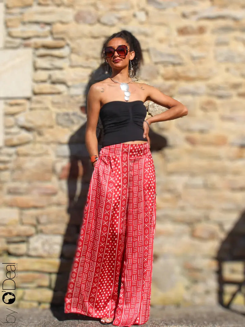 Pantalon BOGO rouge en soie