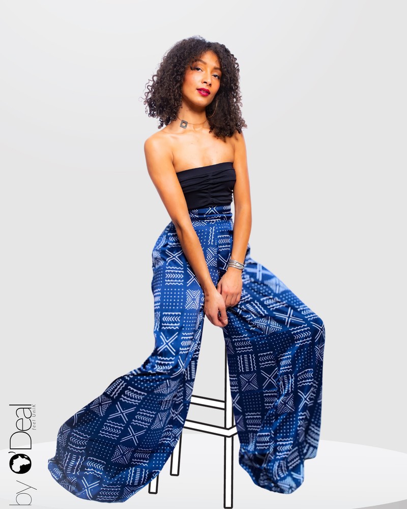 Pantalon BOGO bleu en soie