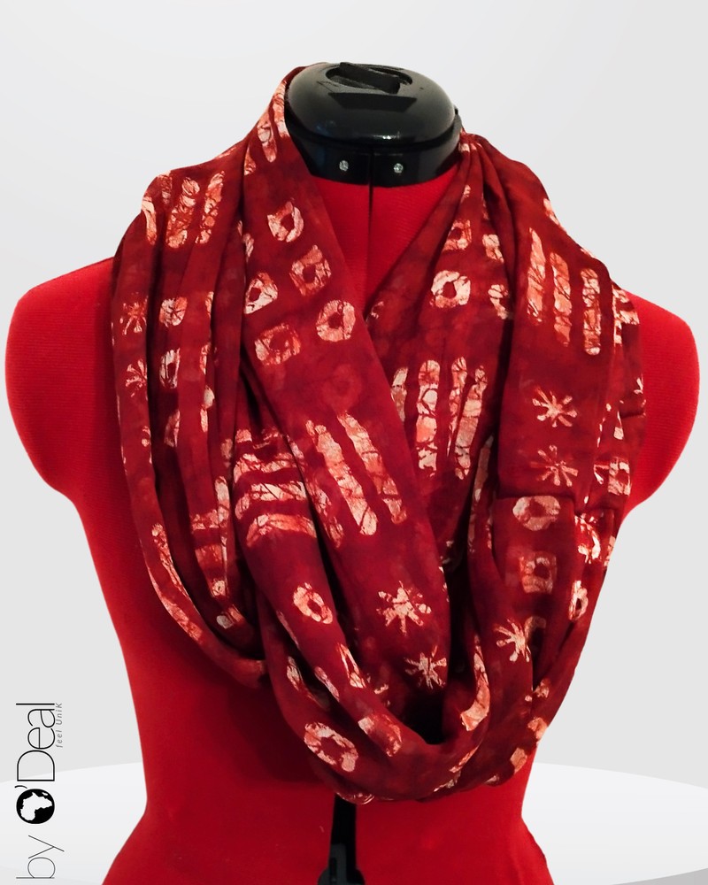 Echarpe snood rouge en mousseline de soie (2)