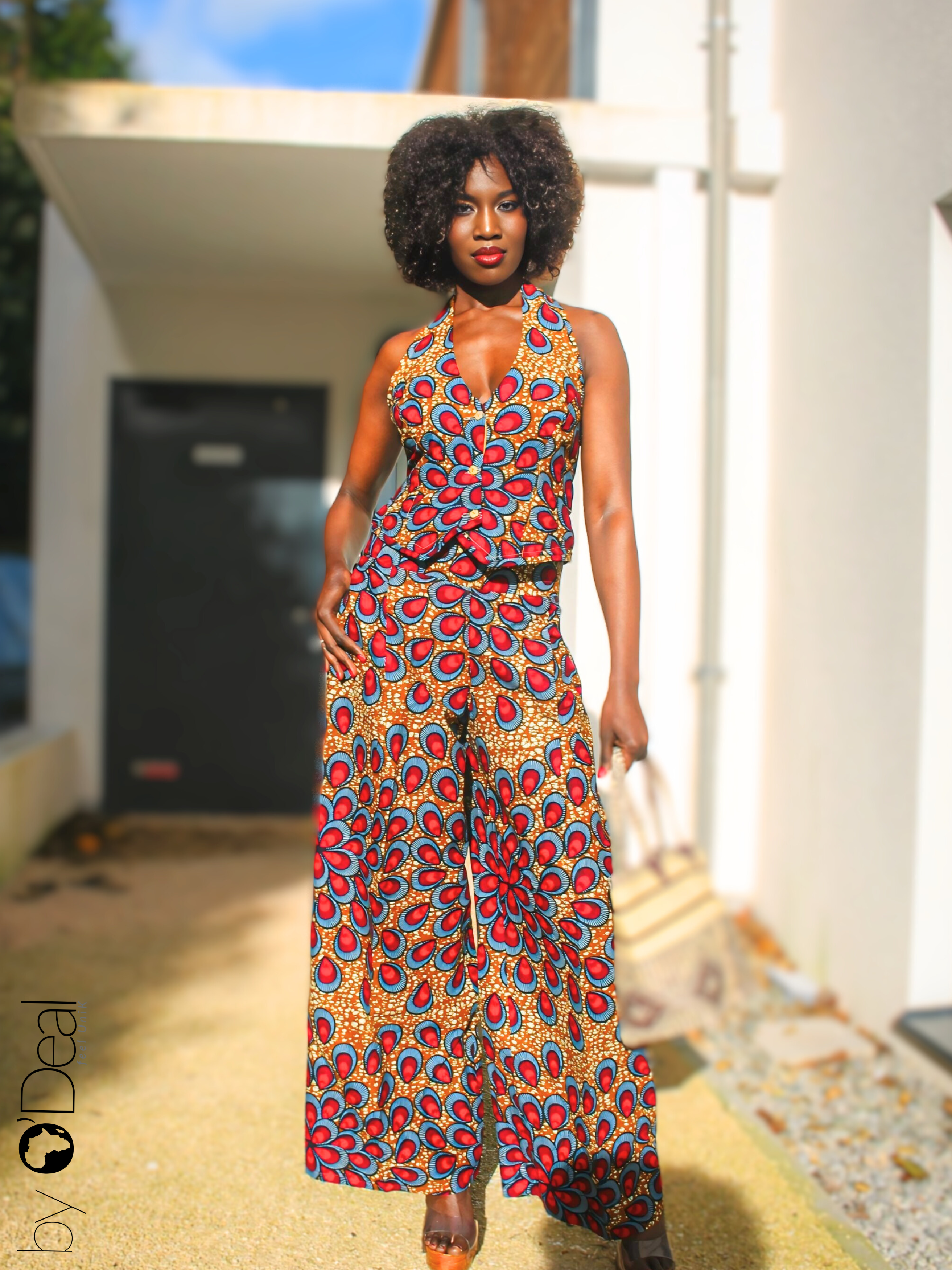 Ensemble DAME pantalon droit et gilet en wax