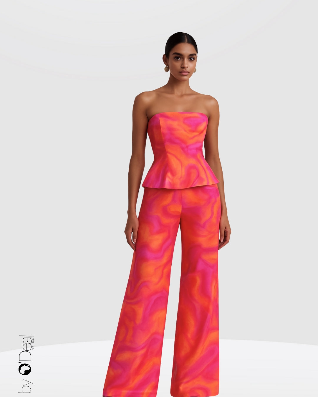Ensemble DAME Pantalon et bustier stretch multicolore
